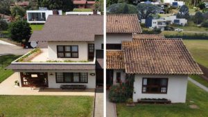 Acabamento refinado de cobertura Shingle em residência moderna